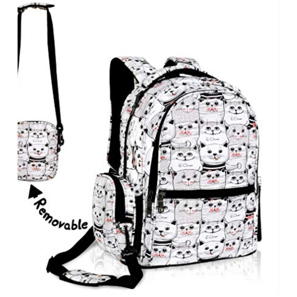 Cat Backpack for Girls Boys Cute School Bookbags with Removable Shoulder Bag...